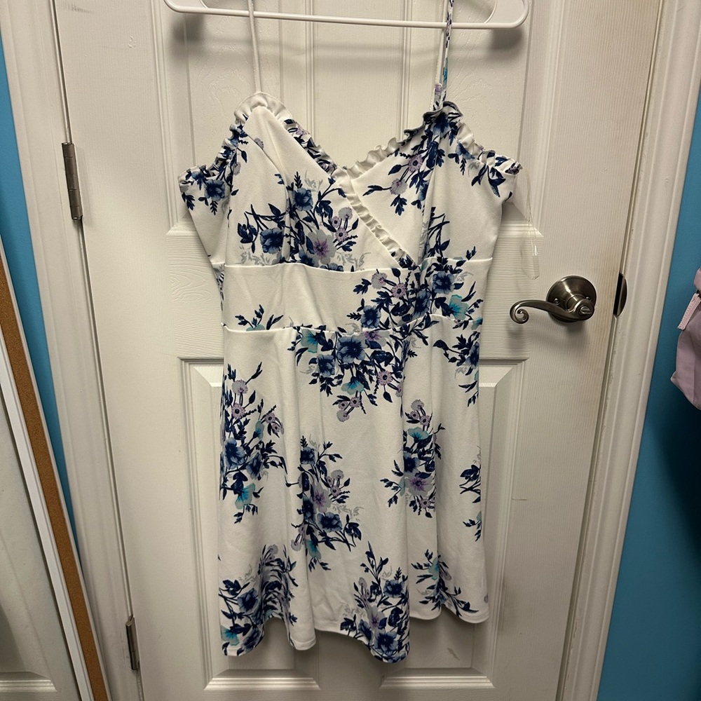 White Floral Wrap Dress